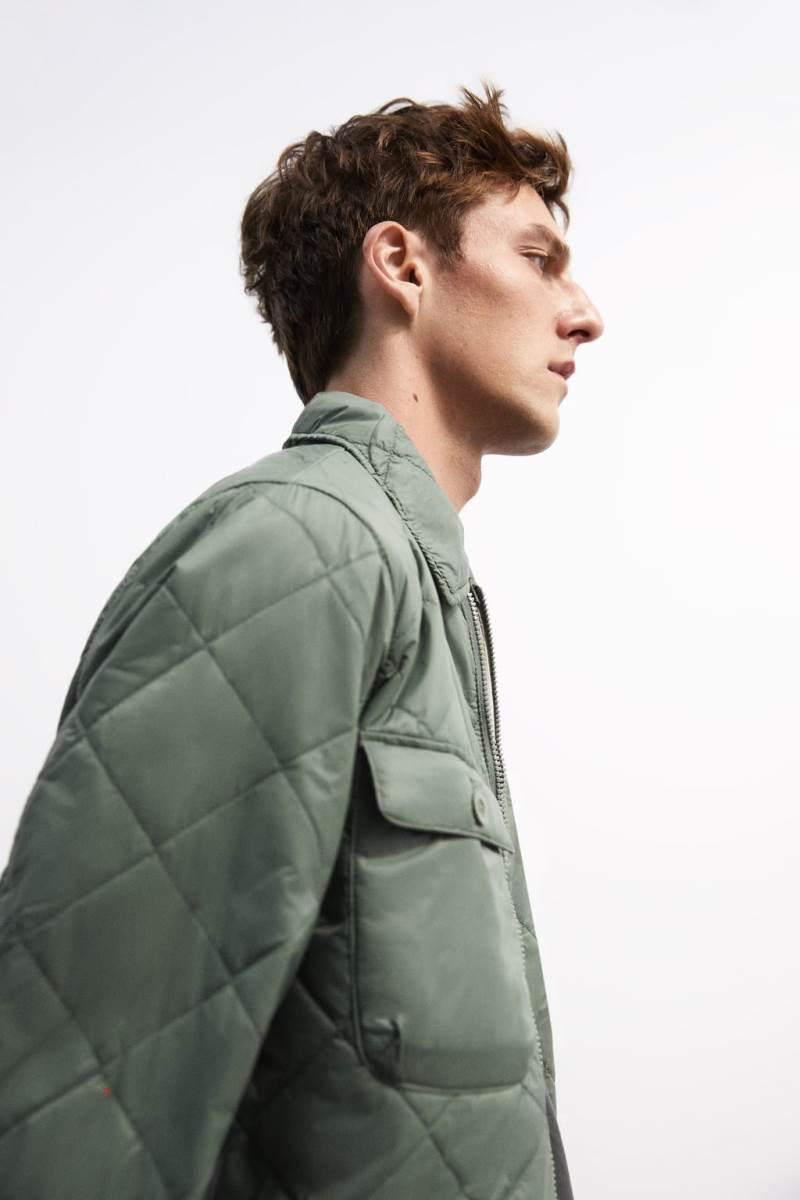 ZARA QUILTED Övertröja Herr Ljusgröna | GTHSC-0275