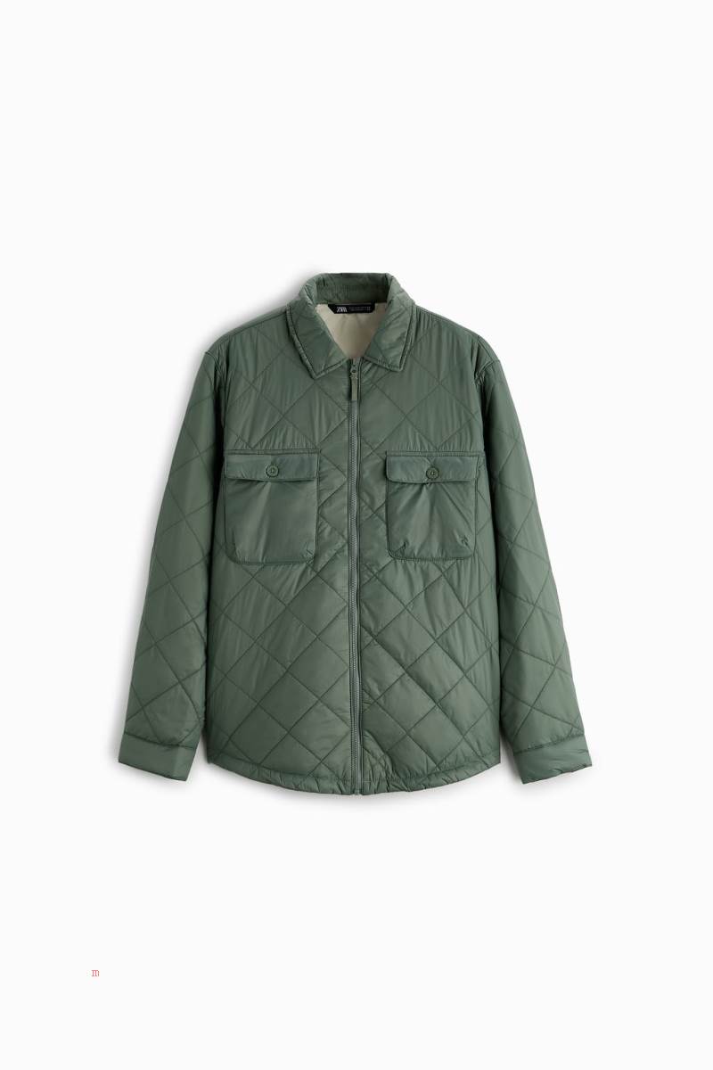 ZARA QUILTED Övertröja Herr Ljusgröna | GTHSC-0275