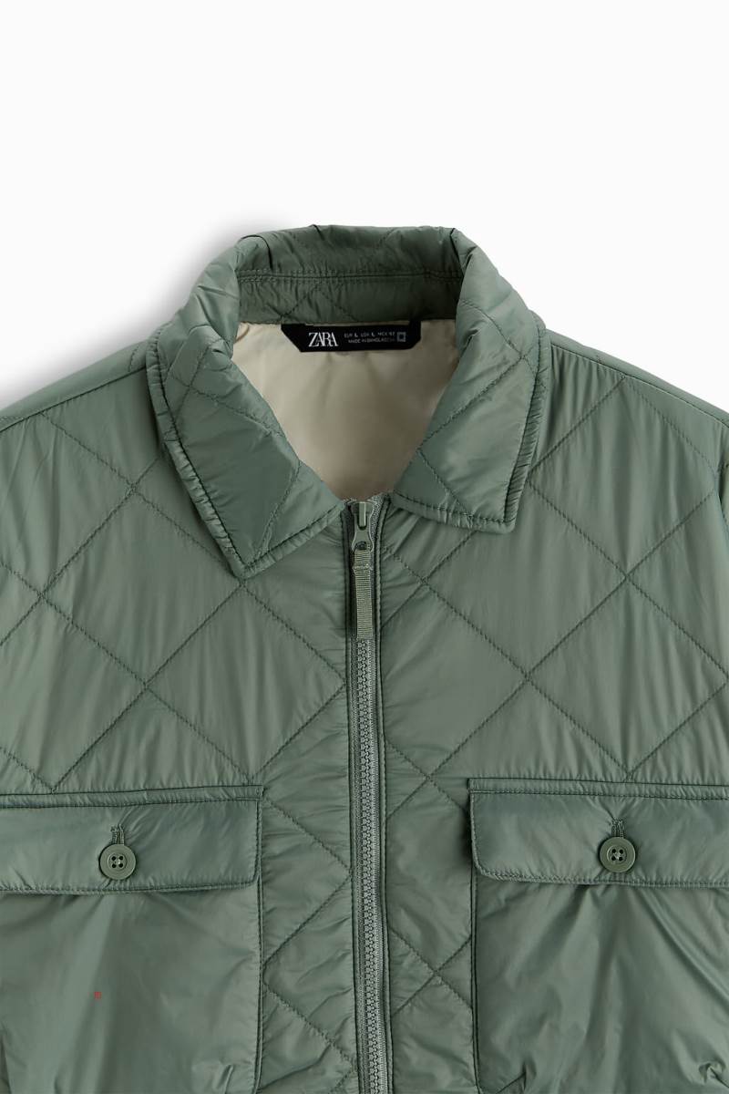 ZARA QUILTED Övertröja Herr Ljusgröna | GTHSC-0275