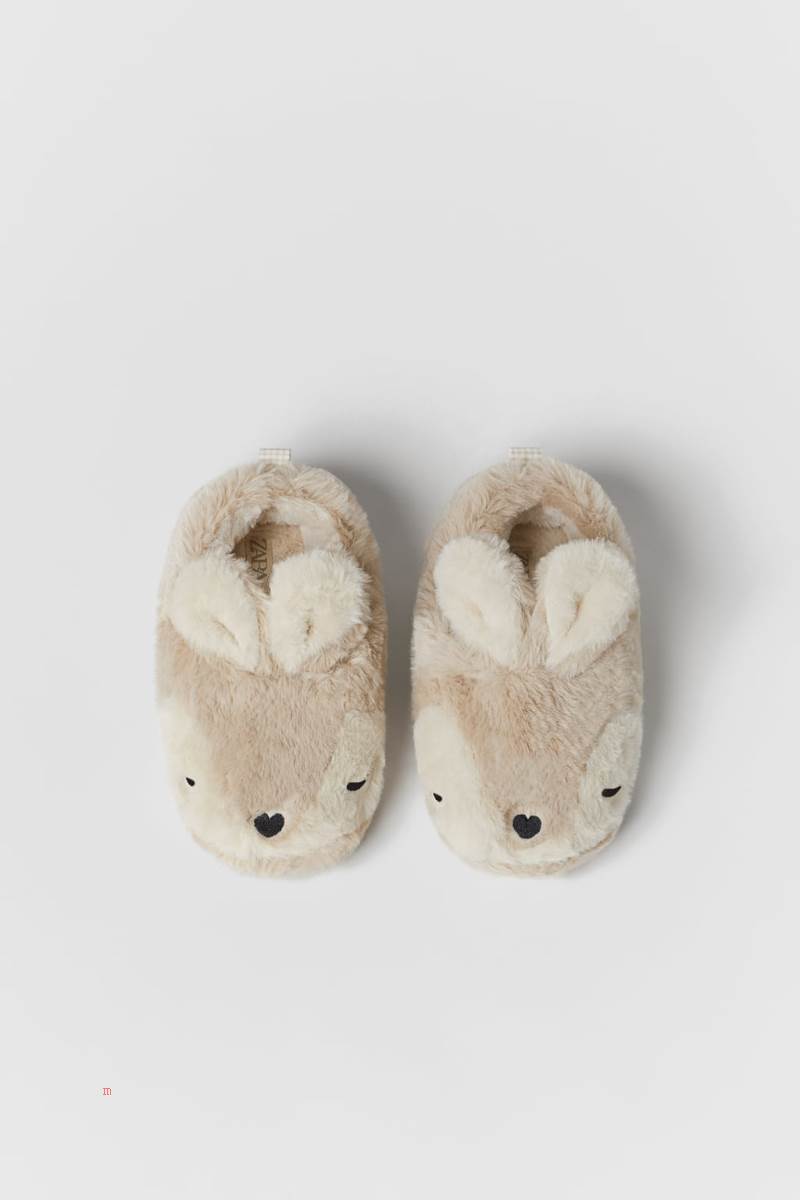 ZARA RABBIT HOUSE Tofflor Tjej Beige | YPGVO-5971