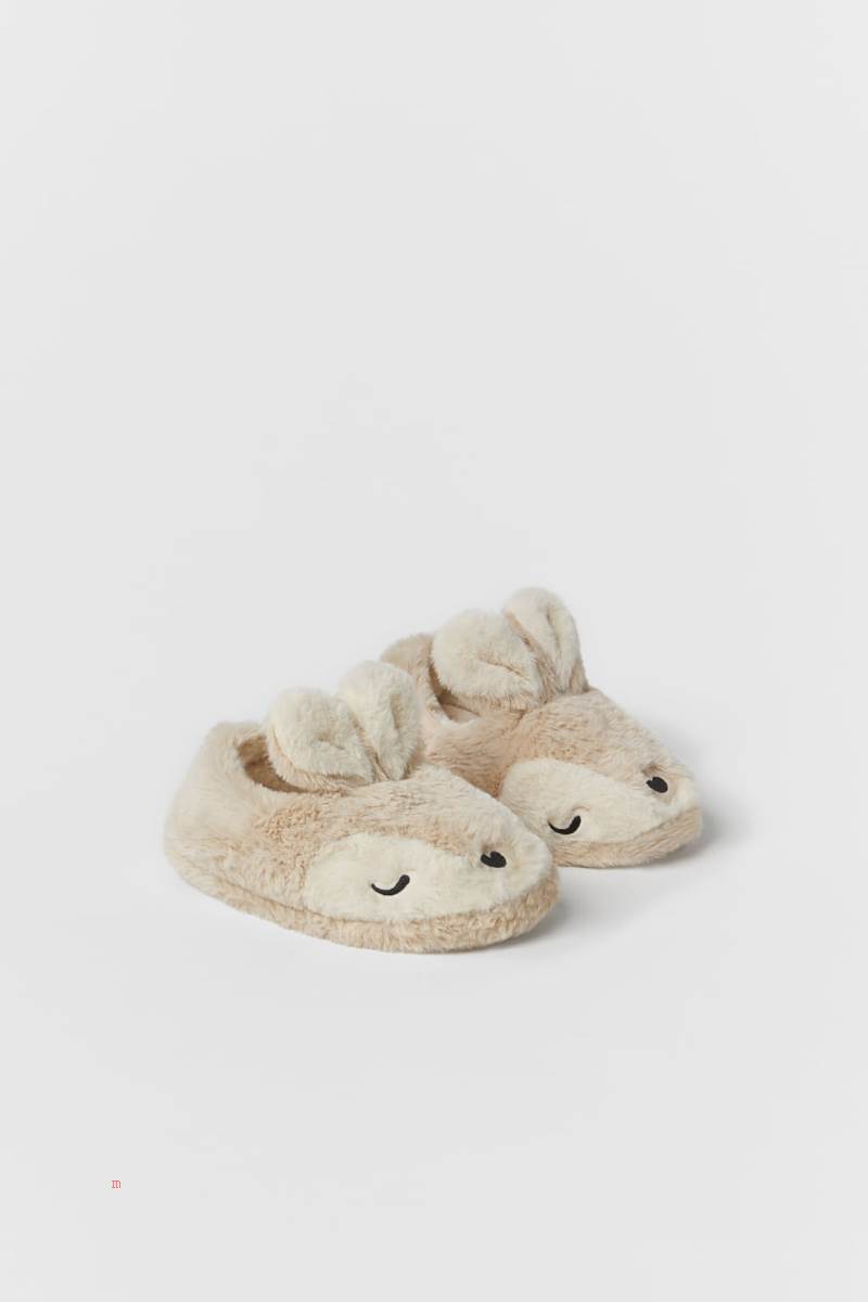 ZARA RABBIT HOUSE Tofflor Tjej Beige | YPGVO-5971