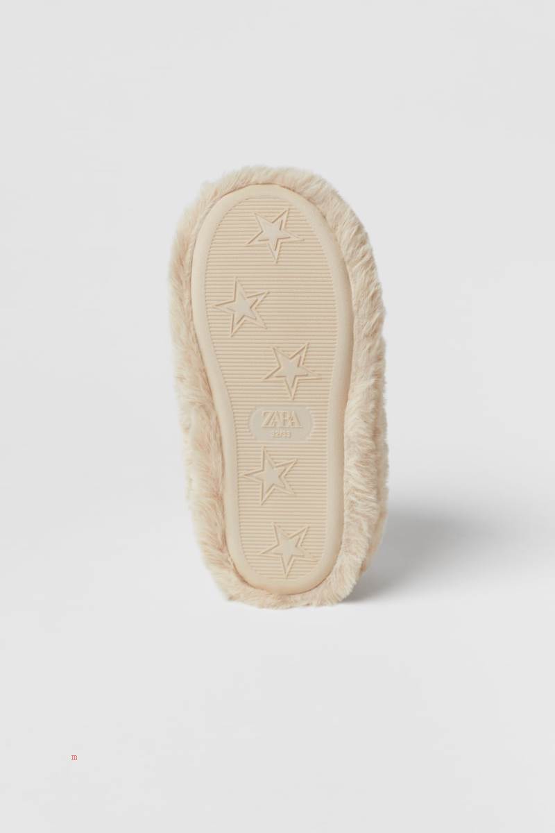 ZARA RABBIT HOUSE Tofflor Tjej Beige | YPGVO-5971
