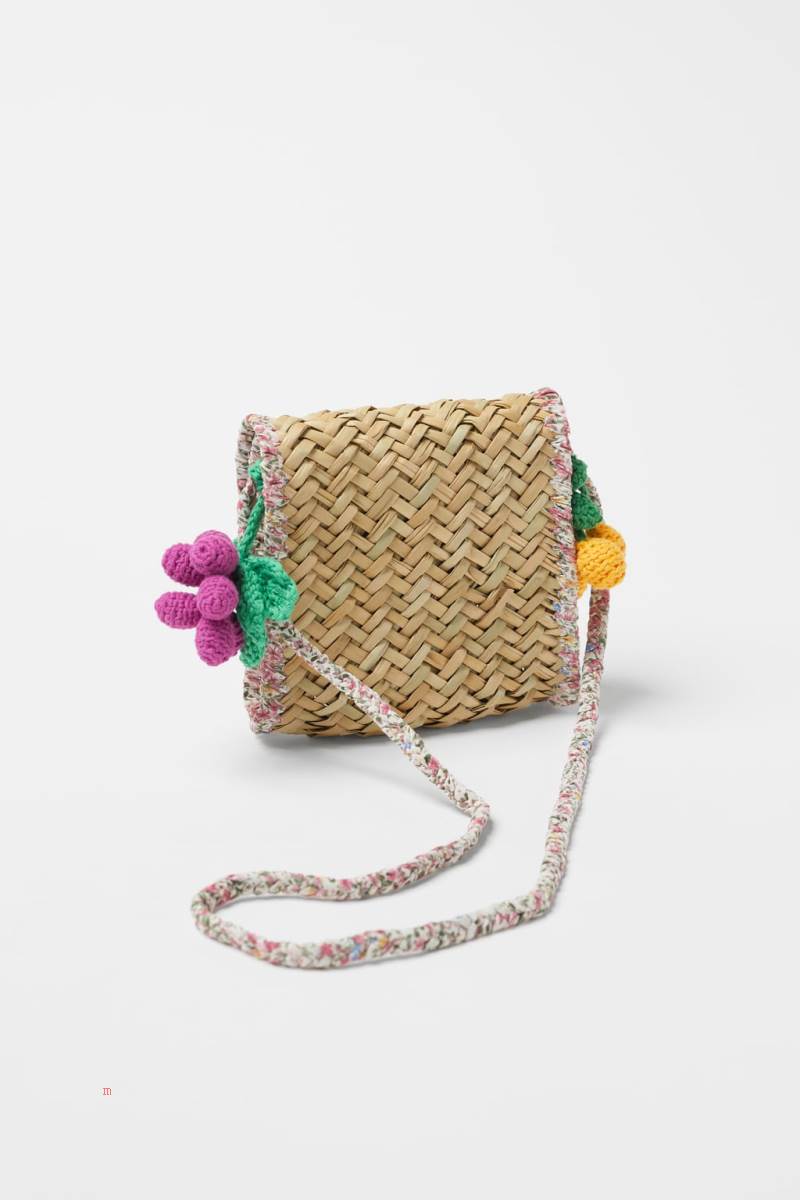 ZARA RAFFIA Crossbody Väska Tjej Vita | UGPZY-5603