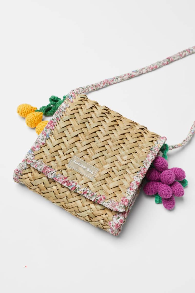 ZARA RAFFIA Crossbody Väska Tjej Vita | UGPZY-5603