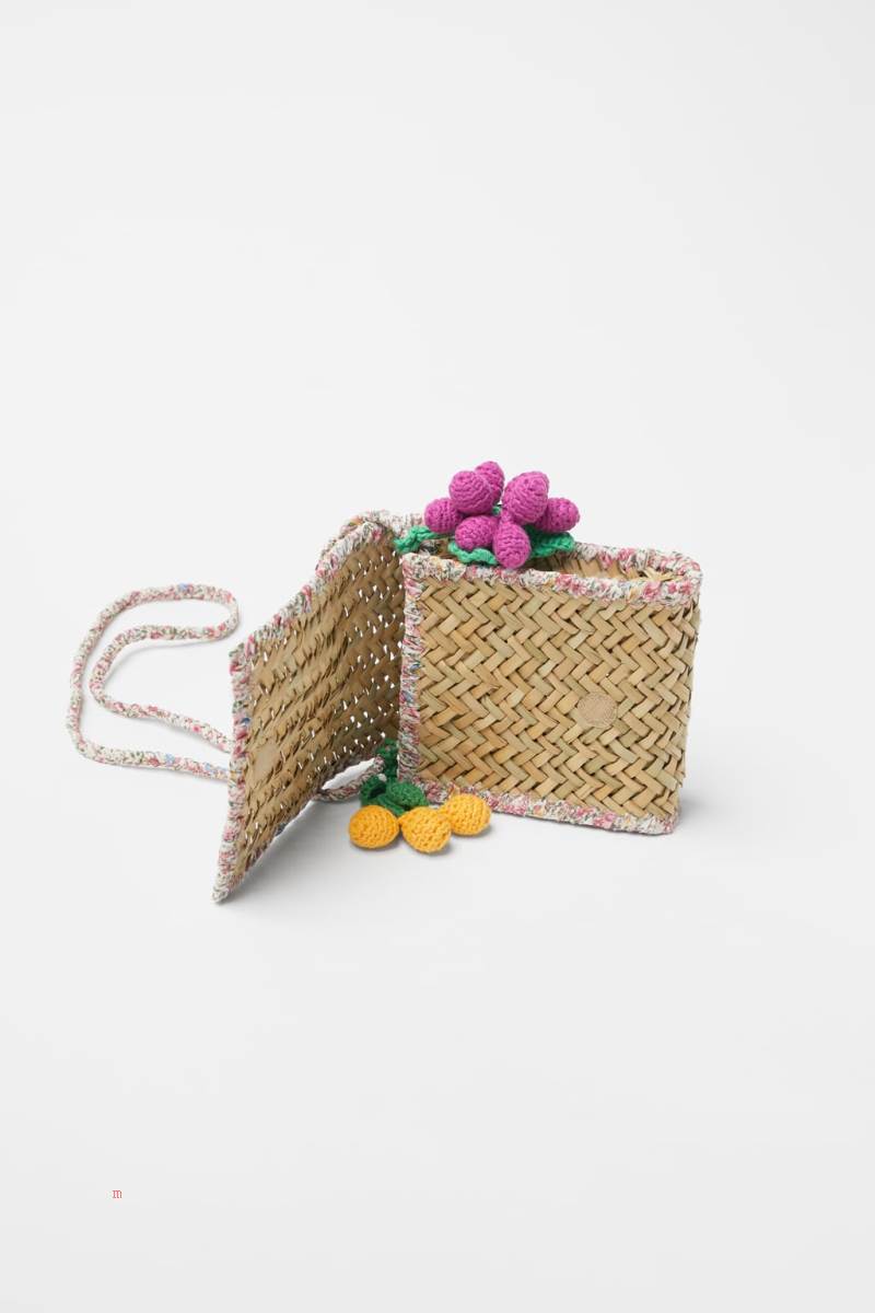 ZARA RAFFIA Crossbody Väska Tjej Vita | UGPZY-5603