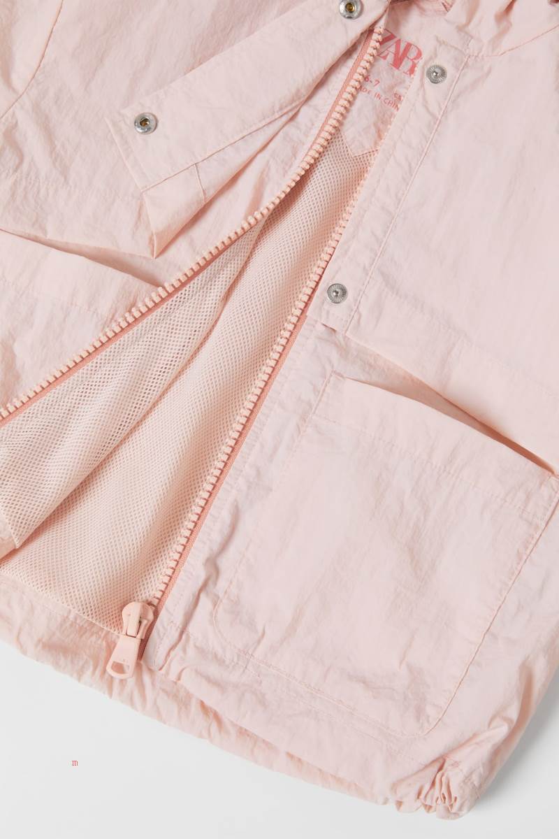 ZARA RAINCOAT WITH LAPEL COLLAR AND TRIMS Regnrock Tjej Rosa | JMENY-9487