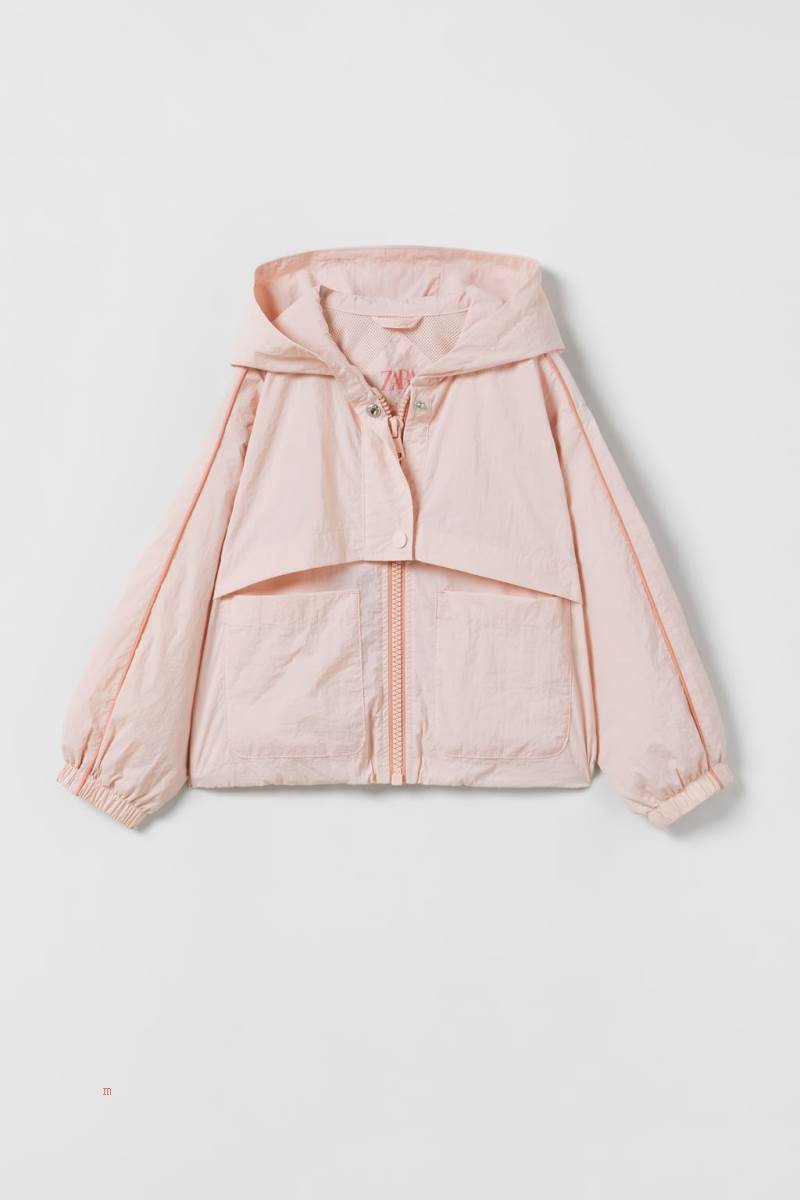 ZARA RAINCOAT WITH LAPEL COLLAR AND TRIMS Regnrock Tjej Rosa | JMENY-9487