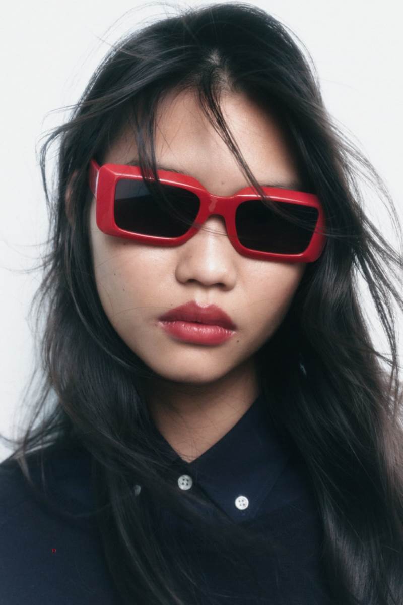 ZARA RECTANGULAR Solglasögon Dam Röda | AIGFC-5038