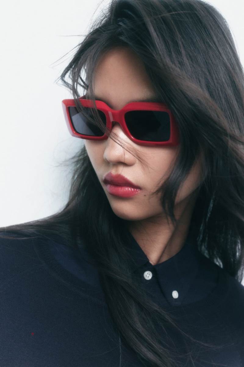 ZARA RECTANGULAR Solglasögon Dam Röda | AIGFC-5038