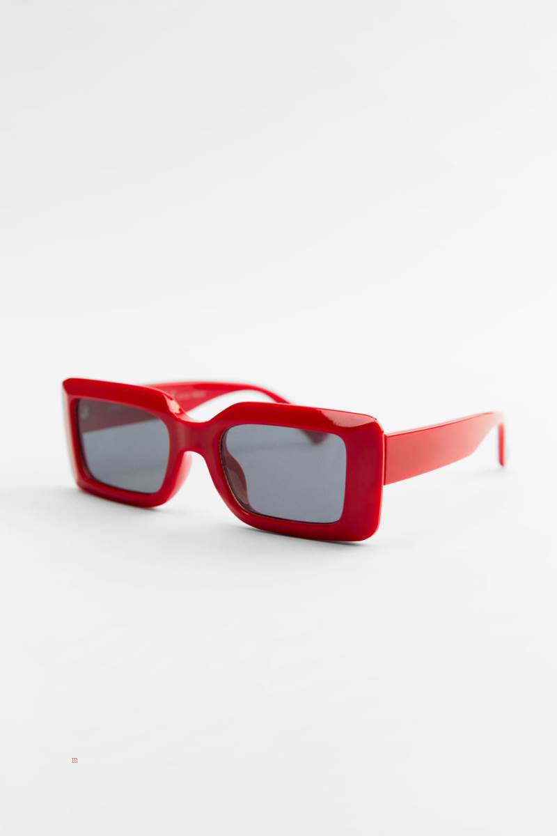 ZARA RECTANGULAR Solglasögon Dam Röda | AIGFC-5038