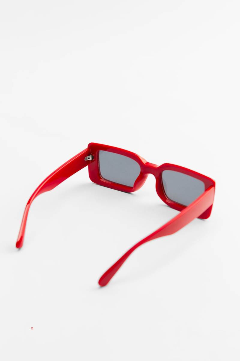 ZARA RECTANGULAR Solglasögon Dam Röda | AIGFC-5038
