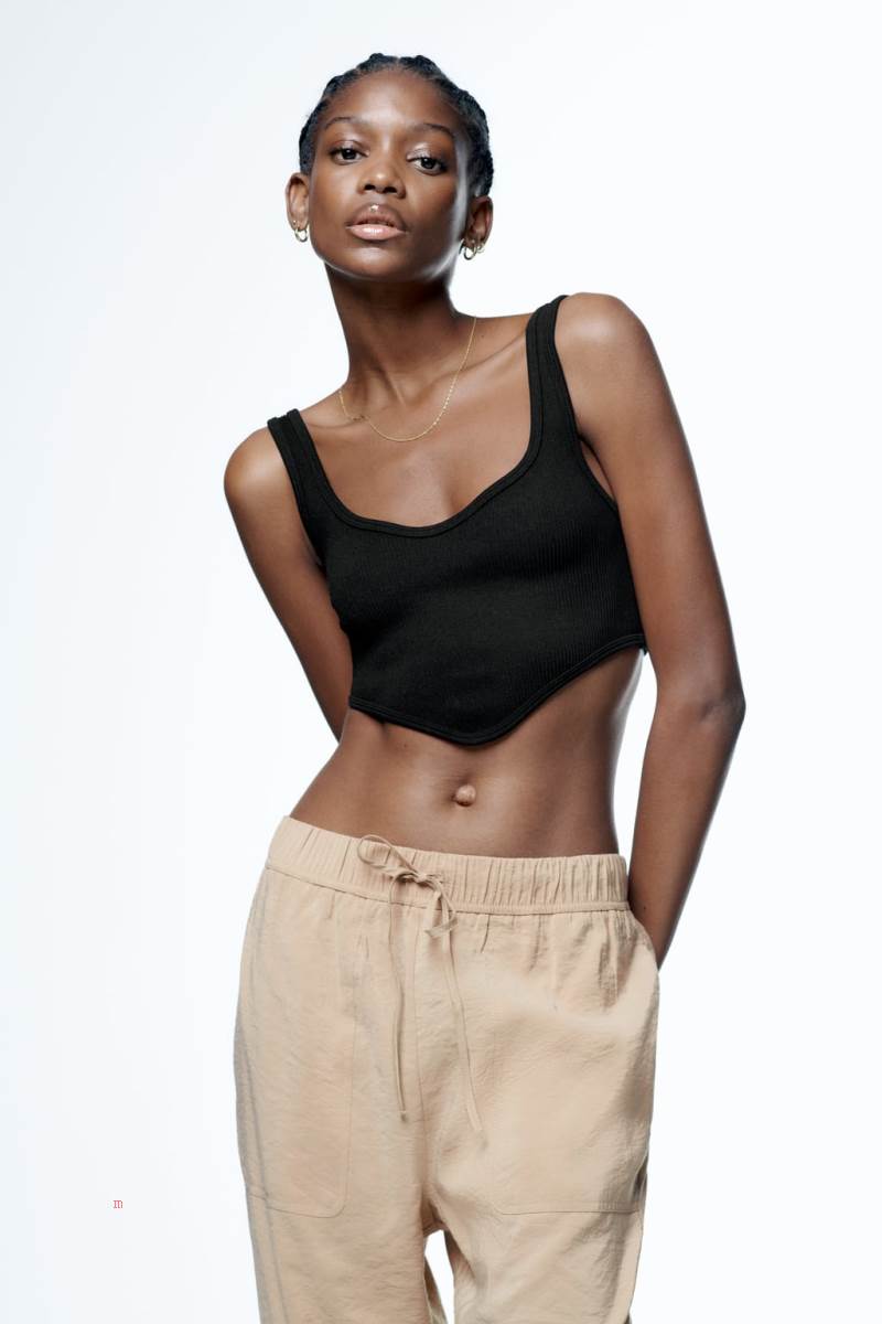 ZARA RELAXED Byxor Dam Khaki | DYGPB-9420