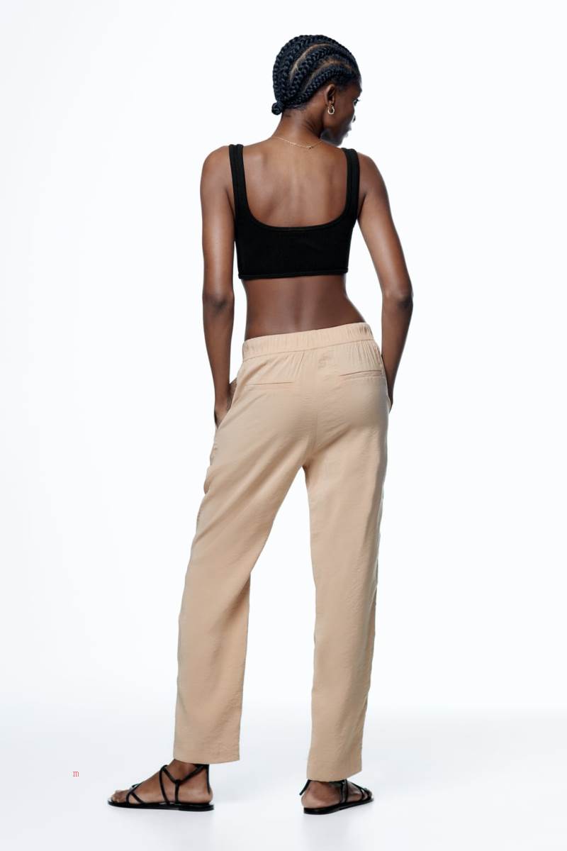 ZARA RELAXED Byxor Dam Khaki | DYGPB-9420