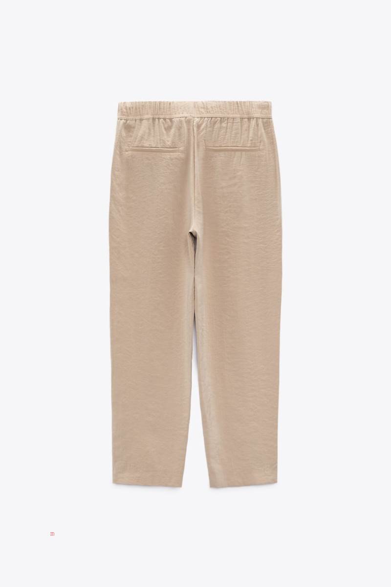 ZARA RELAXED Byxor Dam Khaki | DYGPB-9420