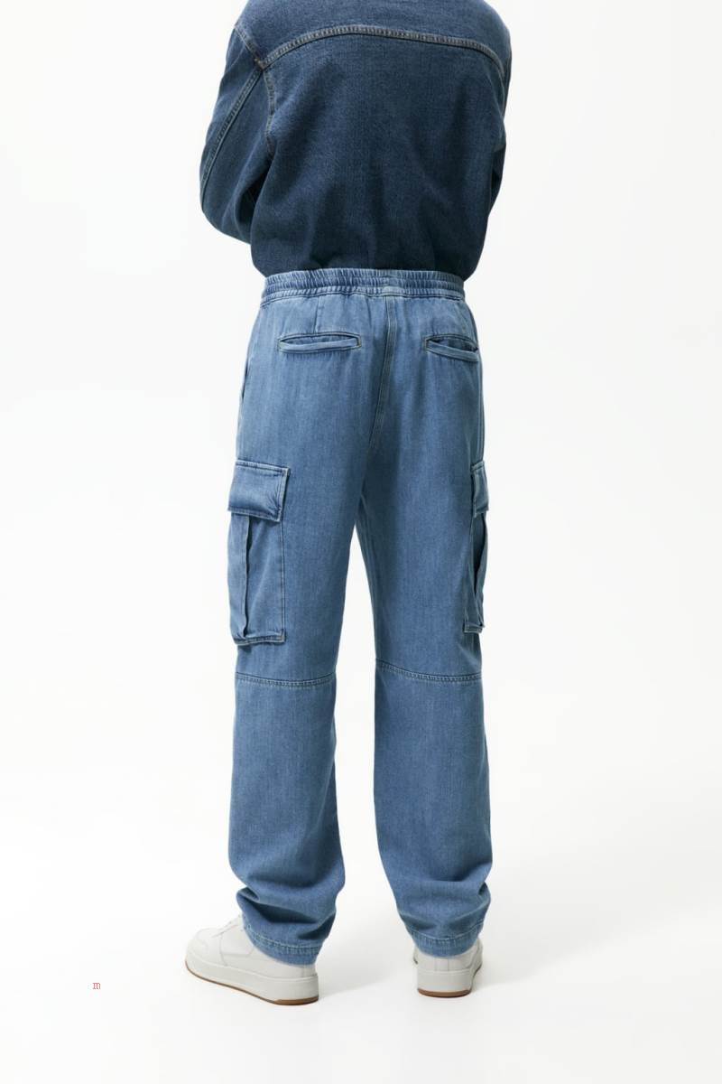 ZARA RELAXED FIT CARGO Byxor Herr Blå | YGCSB-3472