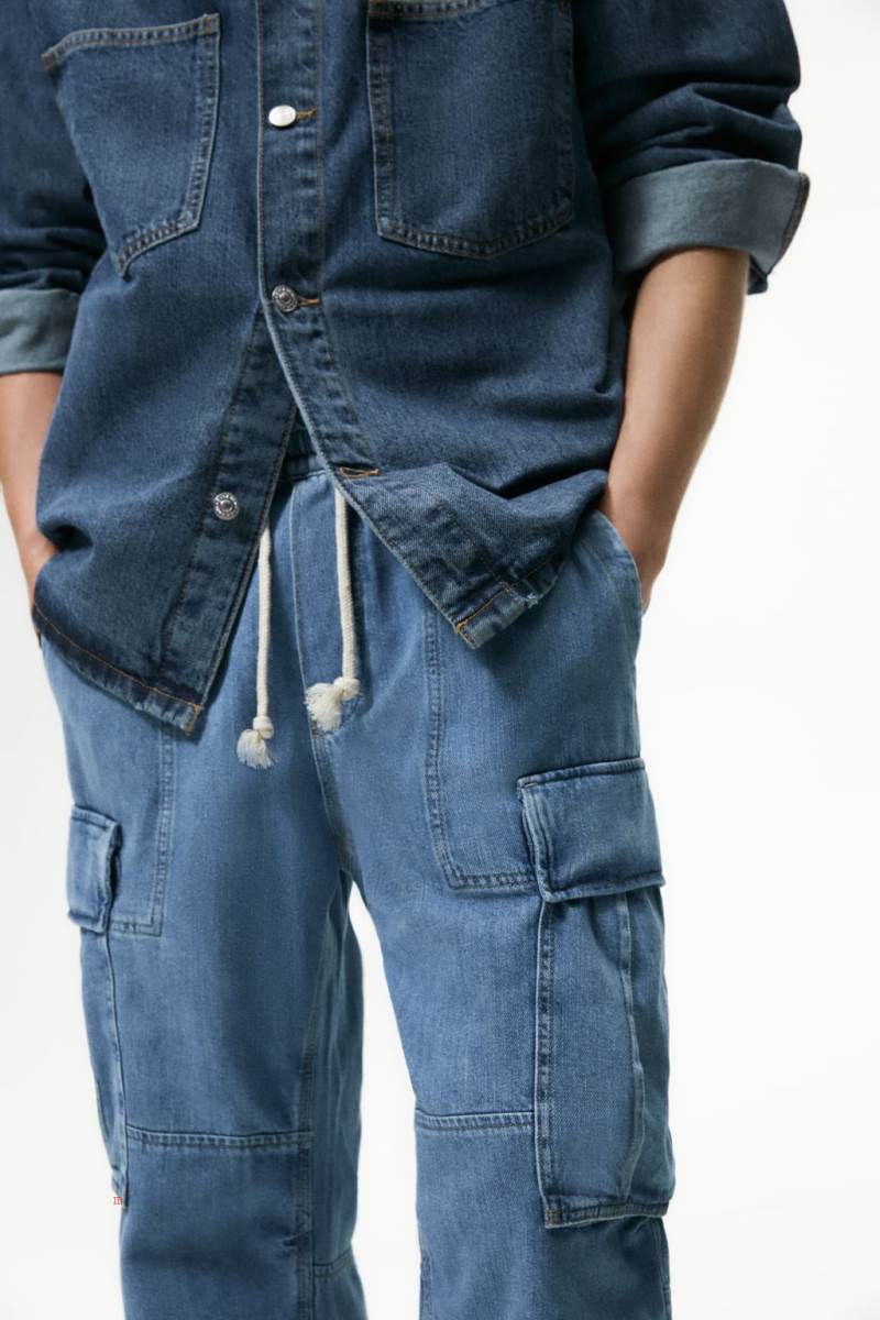 ZARA RELAXED FIT CARGO Byxor Herr Blå | YGCSB-3472