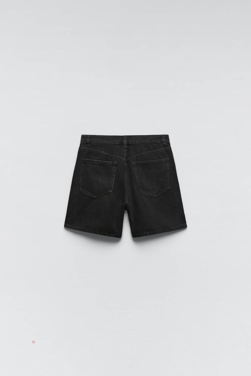 ZARA RETRO DENIM BERMUDA Shorts Dam Svarta | JPXSH-4037