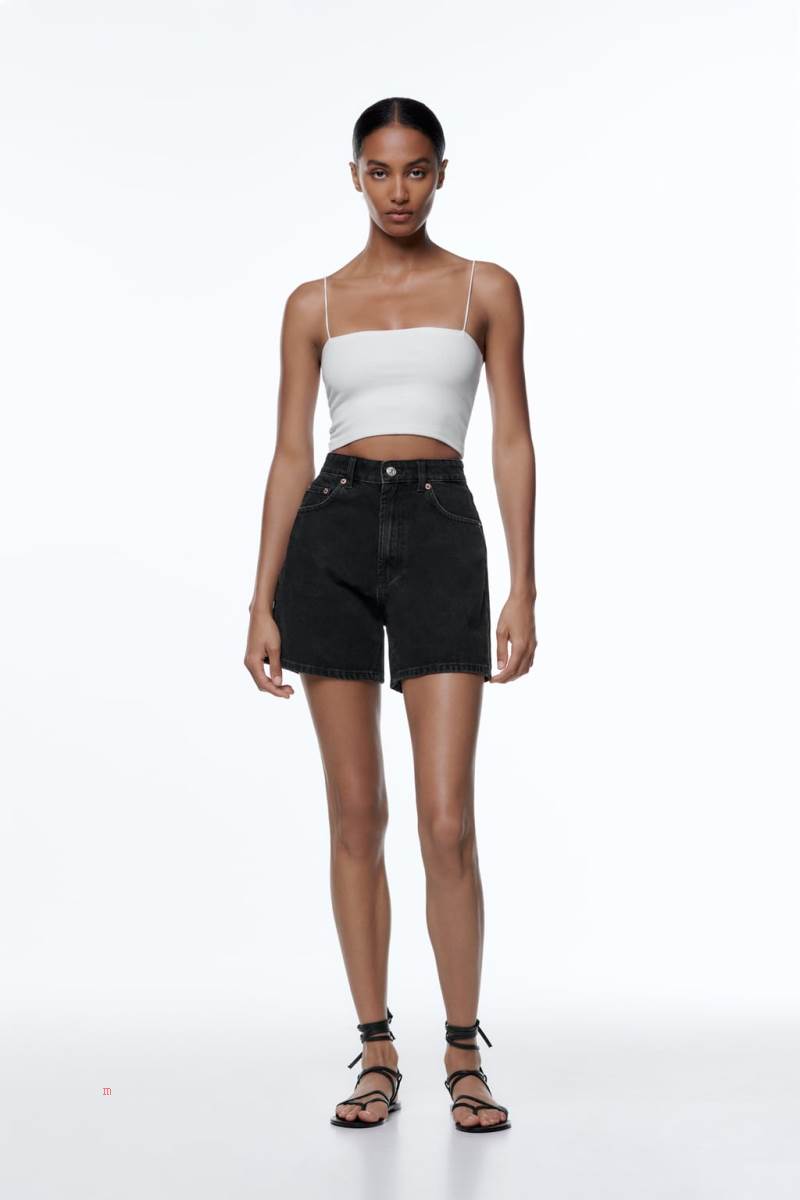 ZARA RETRO DENIM BERMUDA Shorts Dam Svarta | JPXSH-4037
