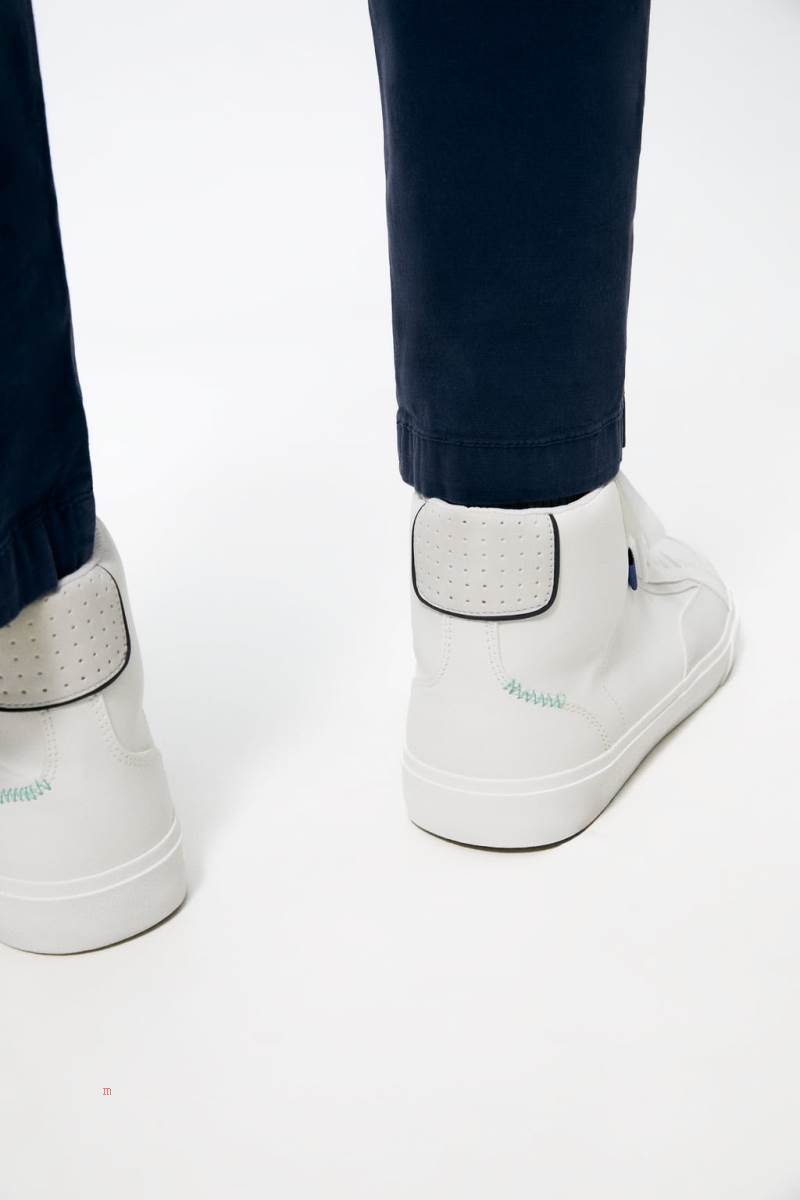 ZARA RETRO HIGH-TOP Sneakers Herr Vita | LZTCH-7042