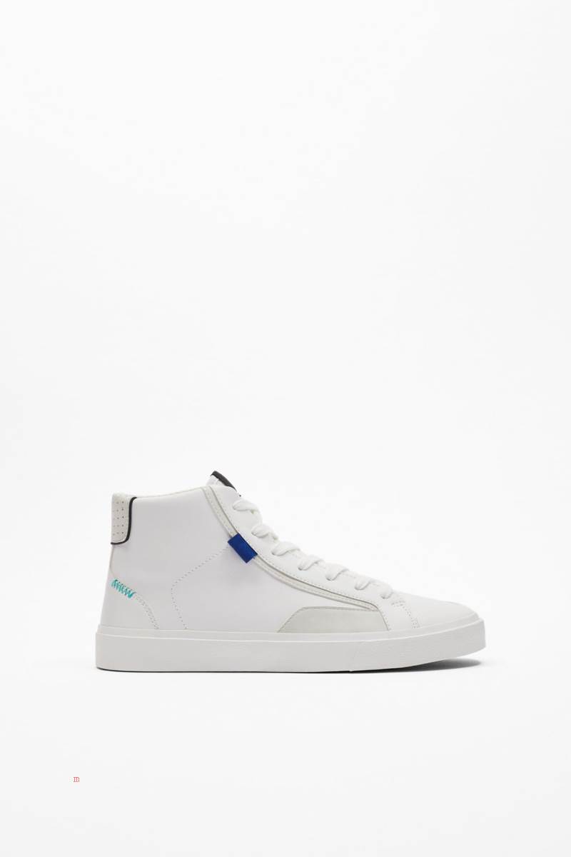 ZARA RETRO HIGH-TOP Sneakers Herr Vita | LZTCH-7042