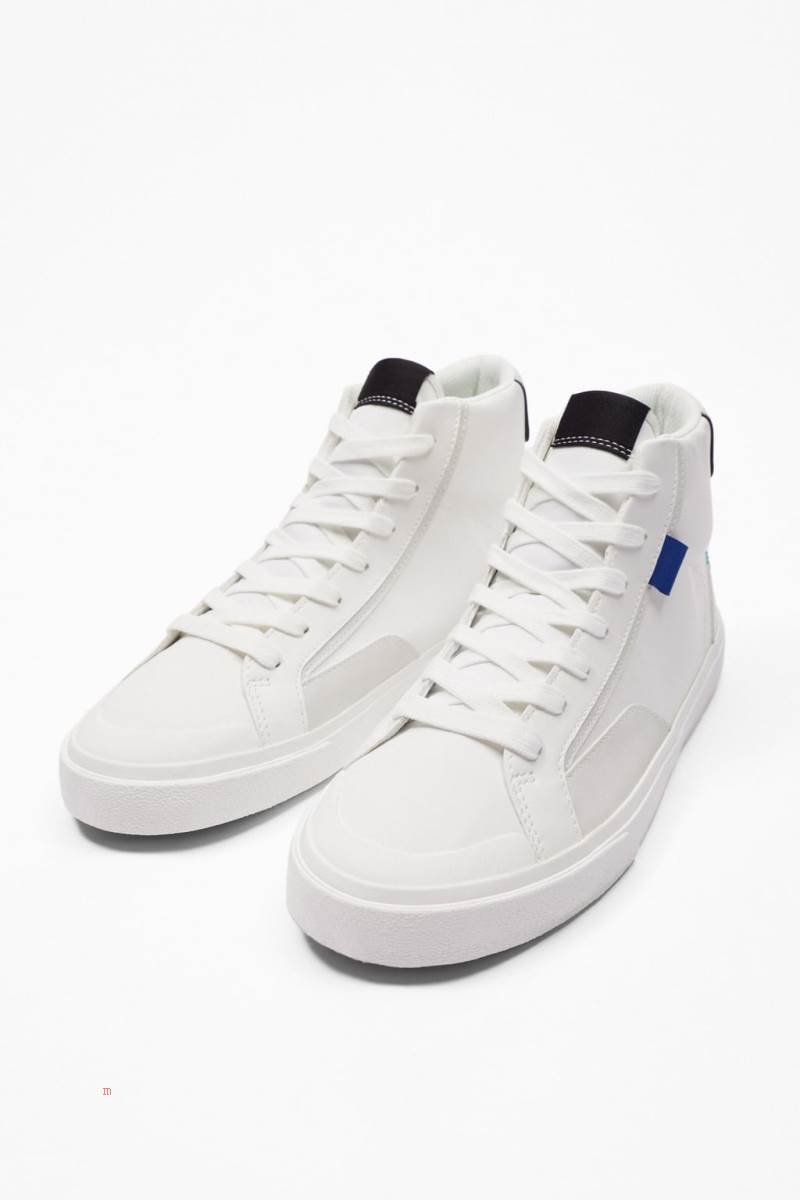 ZARA RETRO HIGH-TOP Sneakers Herr Vita | LZTCH-7042