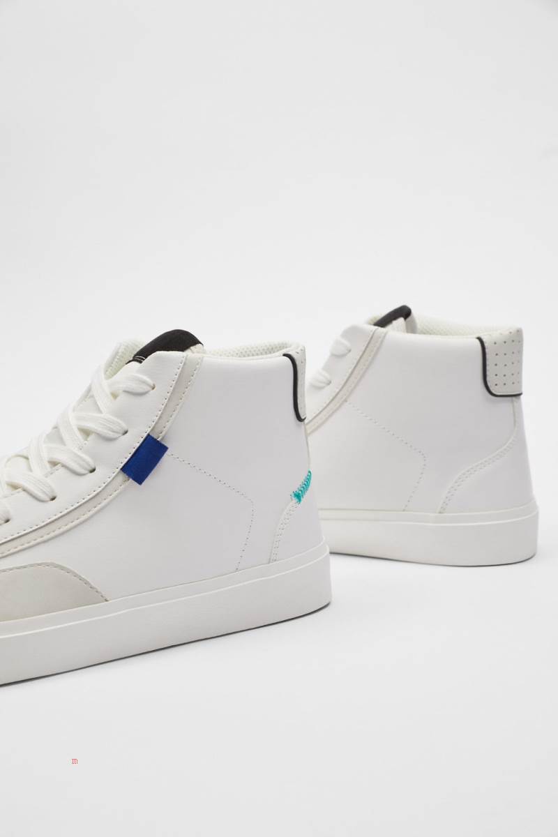 ZARA RETRO HIGH-TOP Sneakers Herr Vita | LZTCH-7042