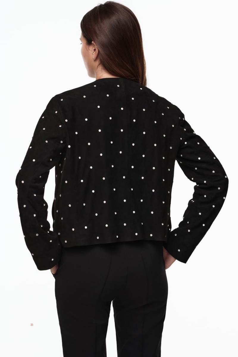 ZARA RHINESTONE Skinnjacka Dam Svarta | NVTLS-8450
