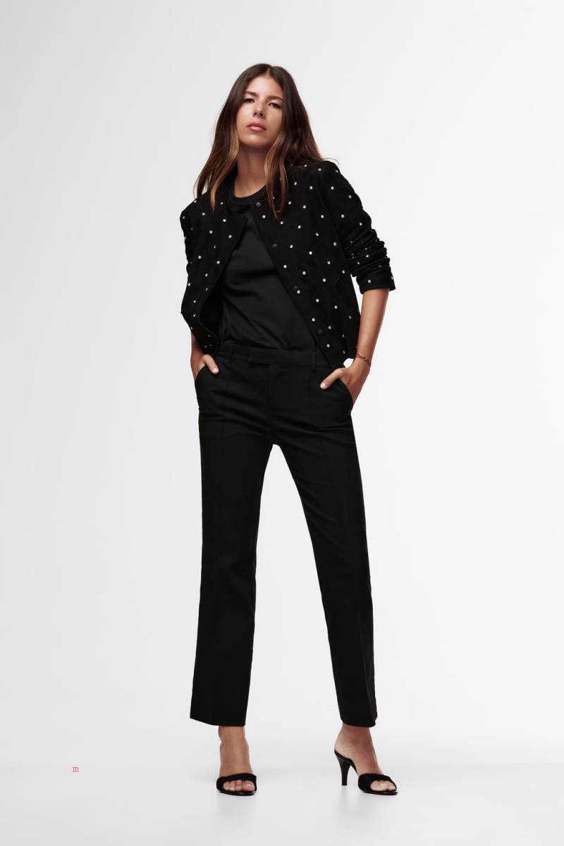 ZARA RHINESTONE Skinnjacka Dam Svarta | NVTLS-8450