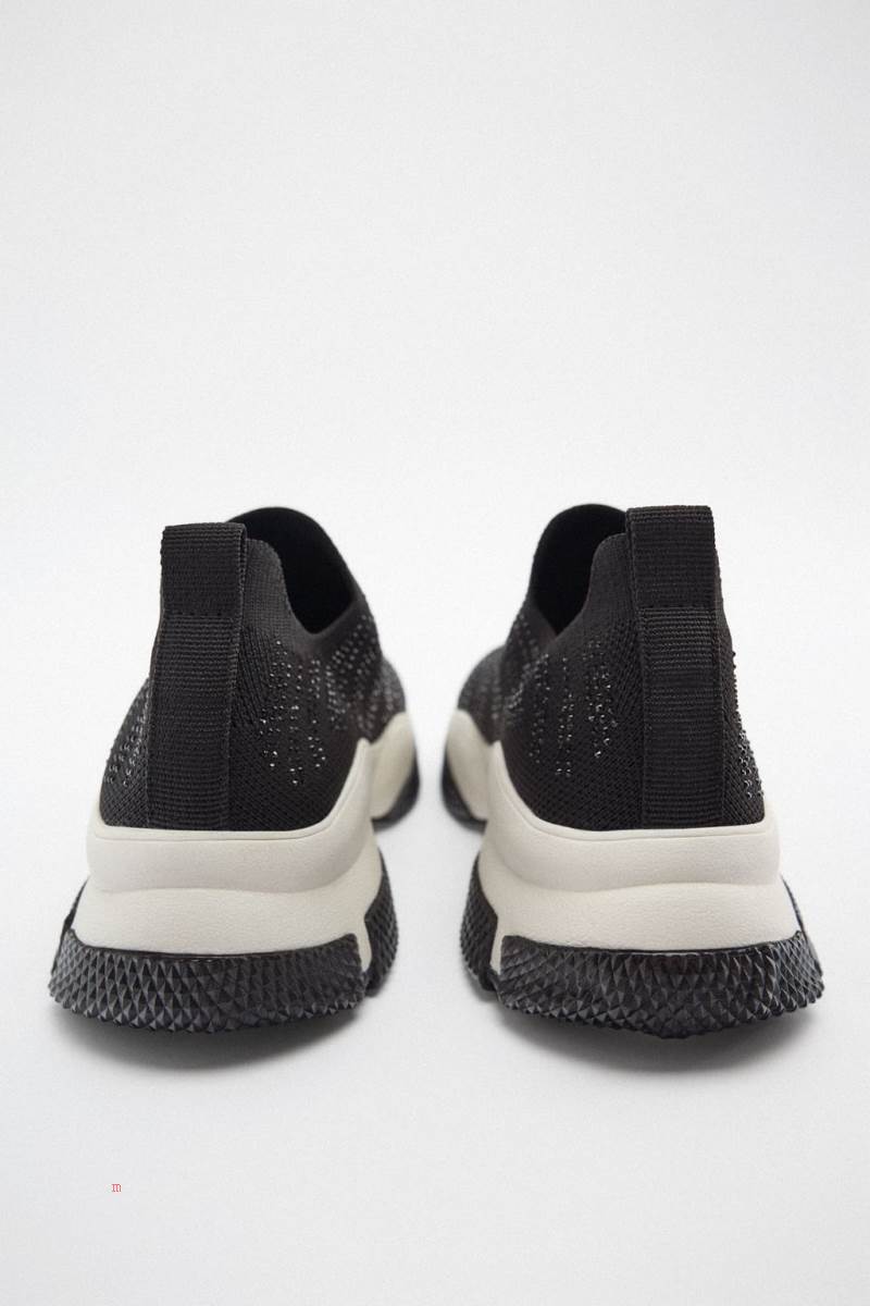 ZARA RHINESTONE Träningsskor Dam Svarta | OTWFV-4690