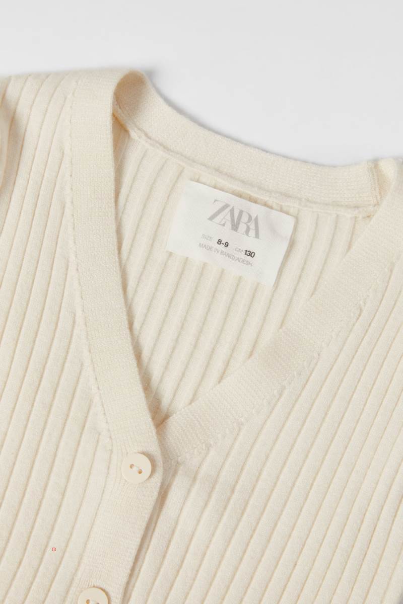 ZARA RIBBED Cardigan Tjej Grå Vita | QXYVO-7624
