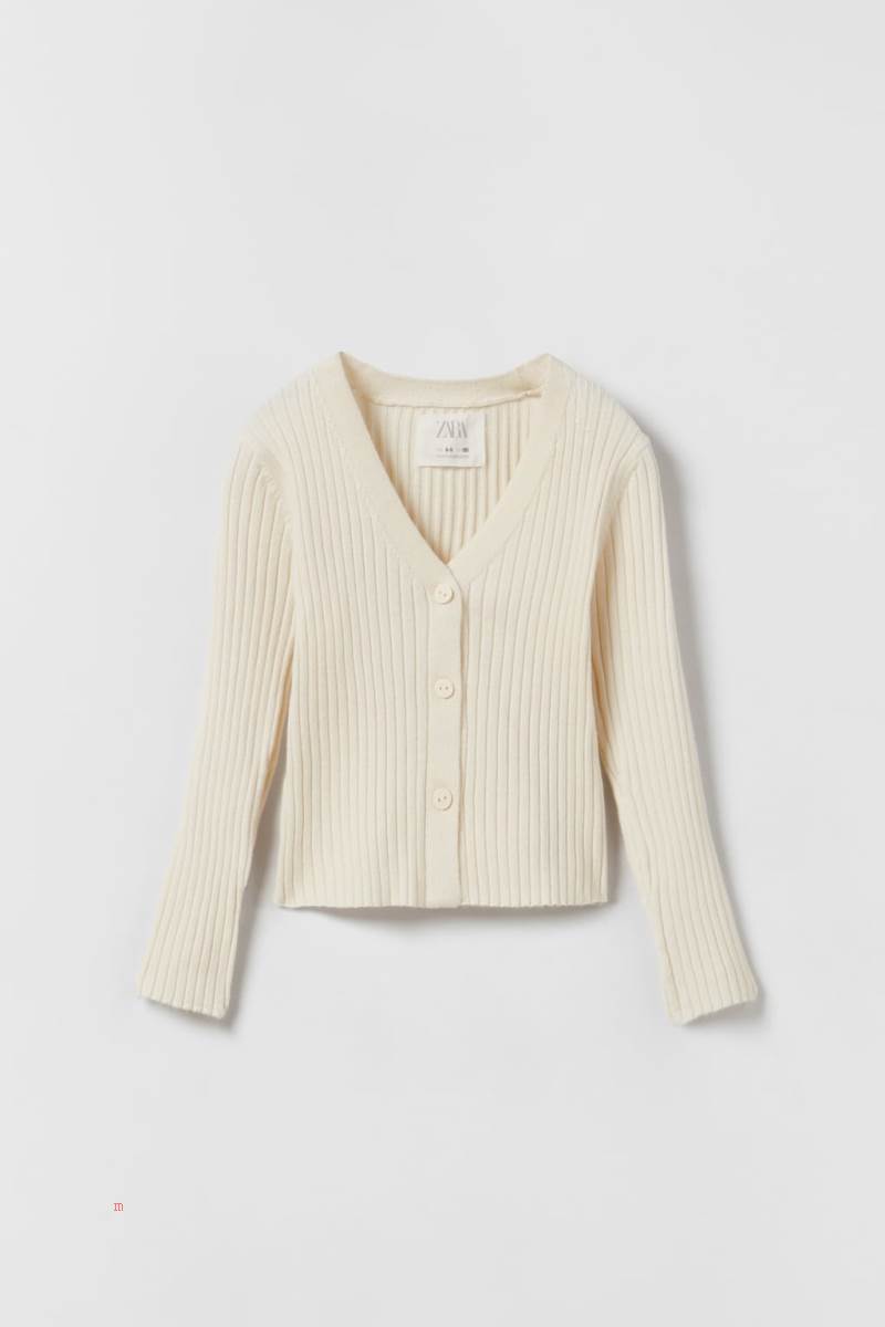 ZARA RIBBED Cardigan Tjej Grå Vita | QXYVO-7624
