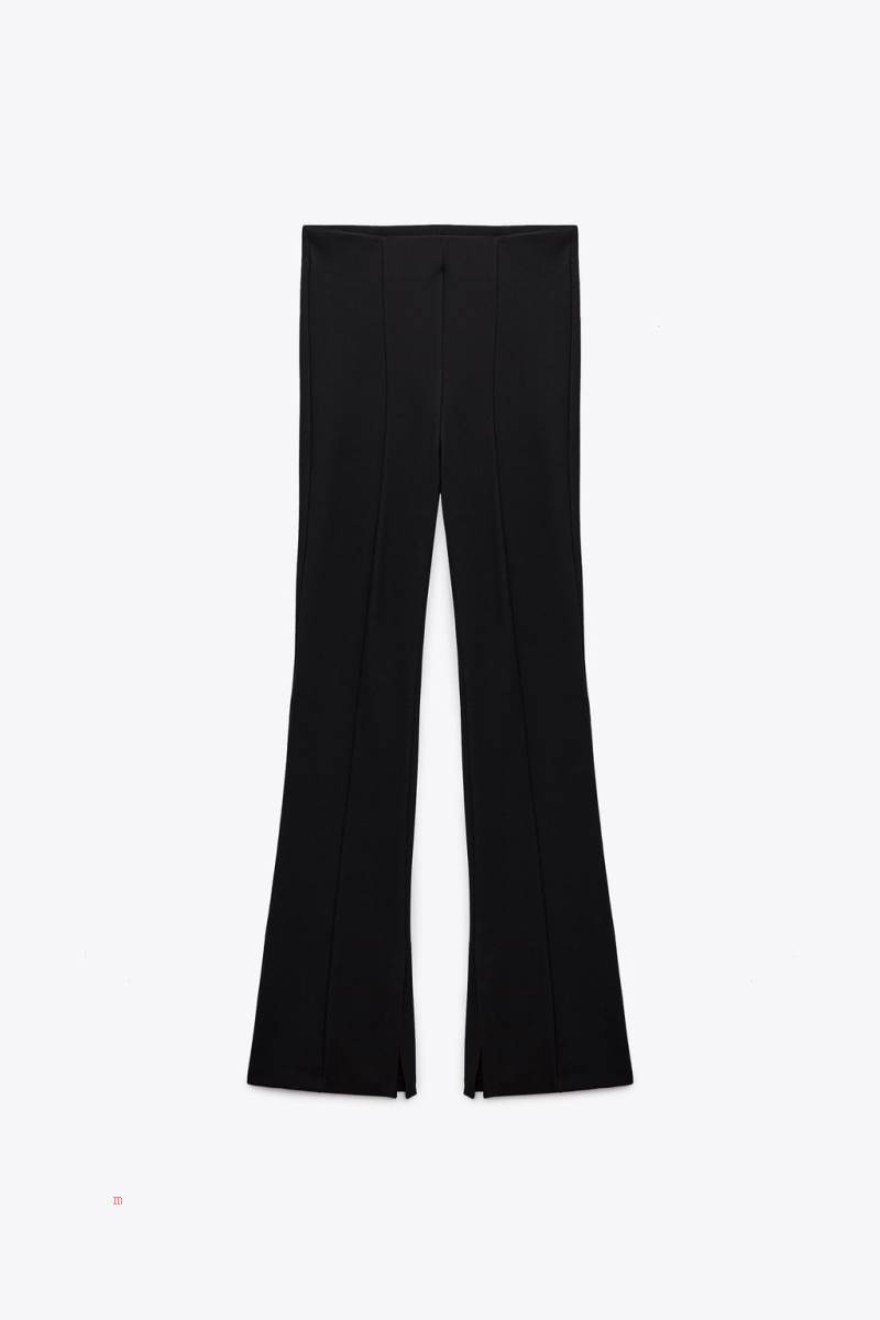 ZARA RIBBED FLARED Leggings Dam Svarta | VYJUM-5726