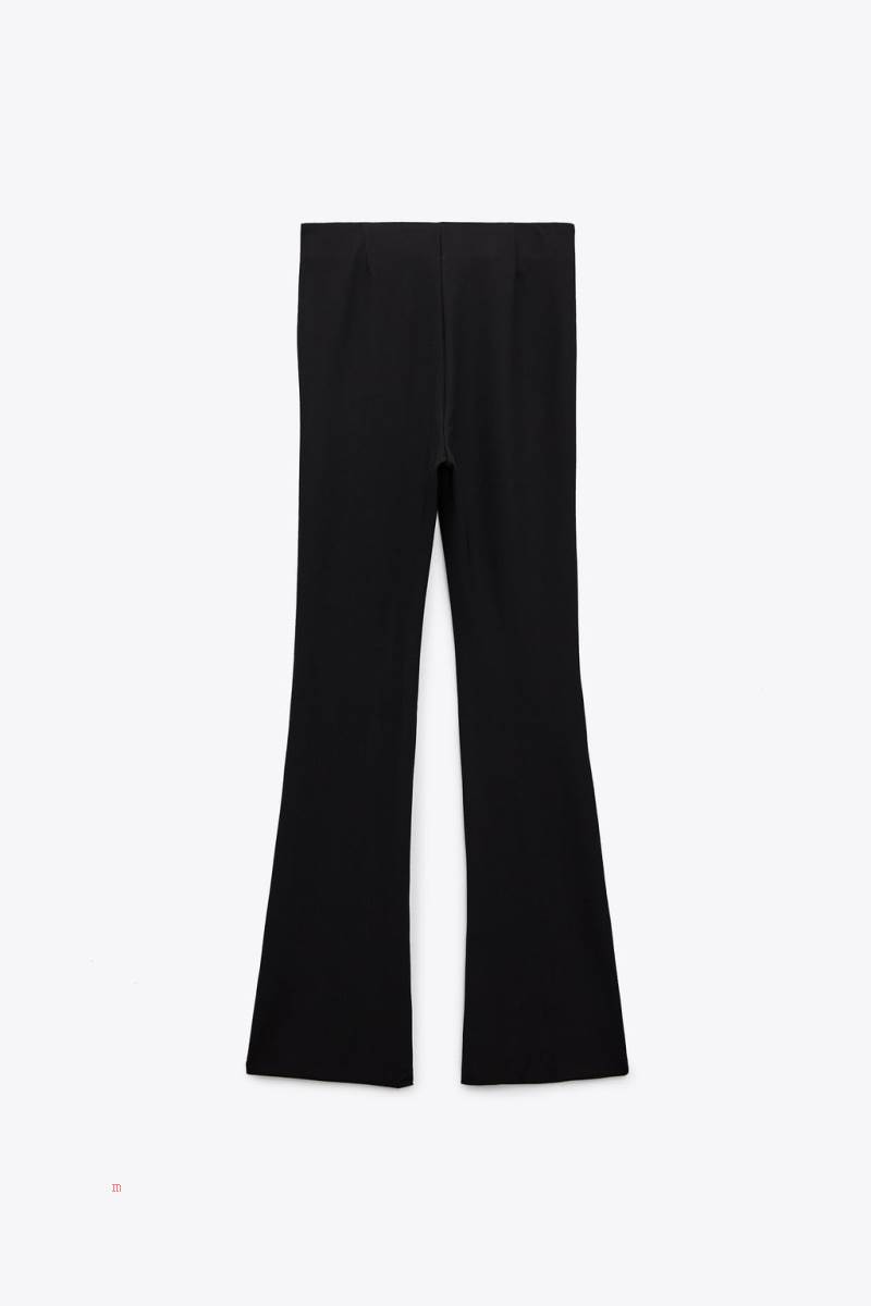 ZARA RIBBED FLARED Leggings Dam Svarta | VYJUM-5726