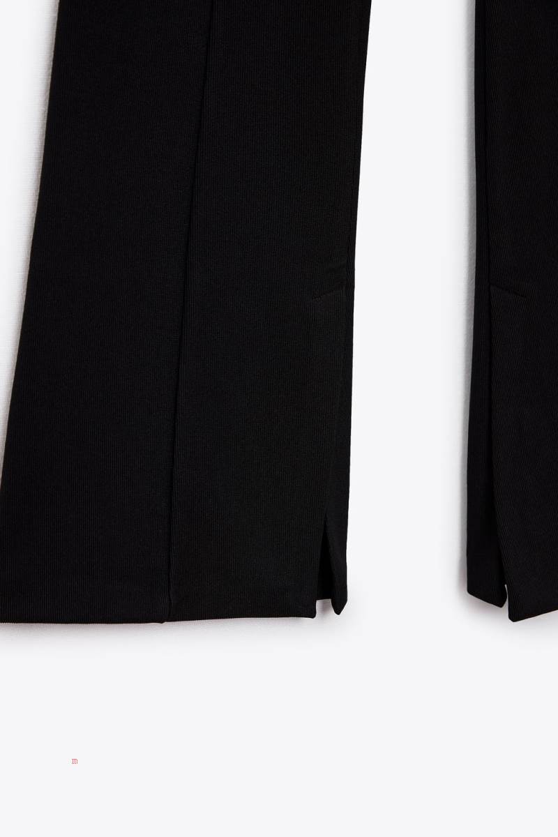 ZARA RIBBED FLARED Leggings Dam Svarta | VYJUM-5726