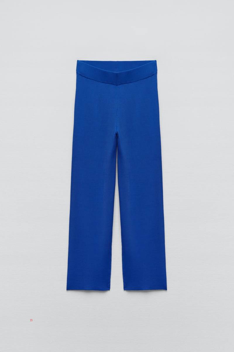 ZARA RIBBED KNIT Byxor Dam Blå | VFLDM-3476