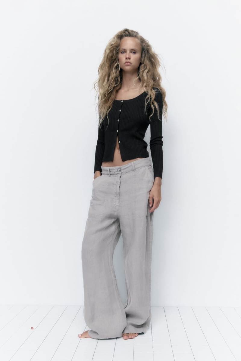 ZARA RIBBED KNIT Cardigan Dam Svarta | CGZAU-0741