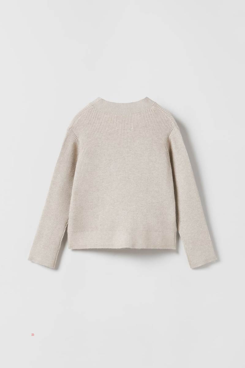 ZARA RIBBED KNIT Cardigan Tjej Grå | AWXOZ-0846