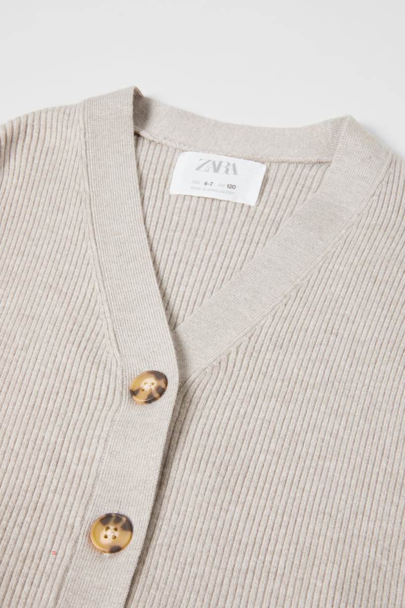 ZARA RIBBED KNIT Cardigan Tjej Grå | AWXOZ-0846