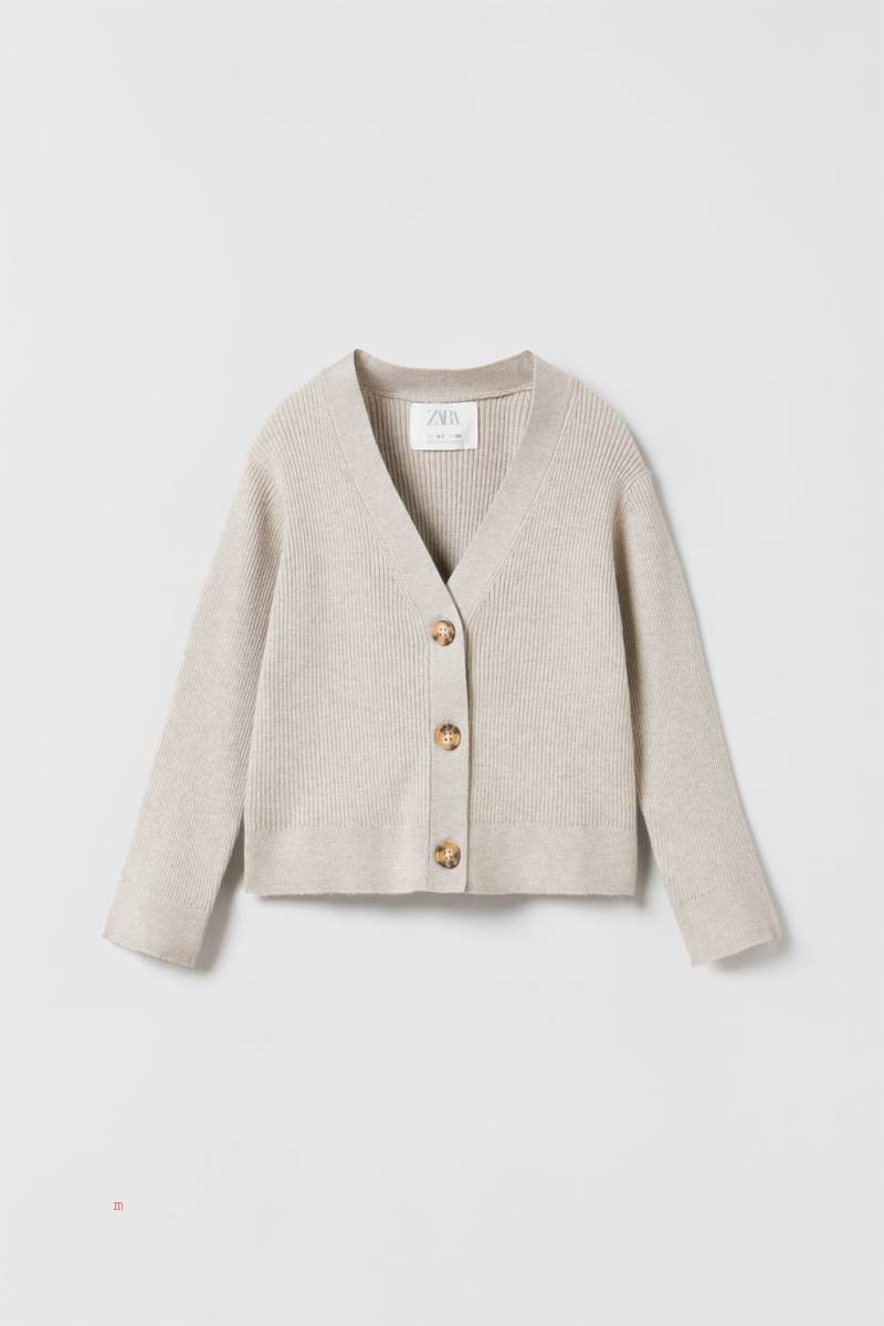 ZARA RIBBED KNIT Cardigan Tjej Grå | AWXOZ-0846
