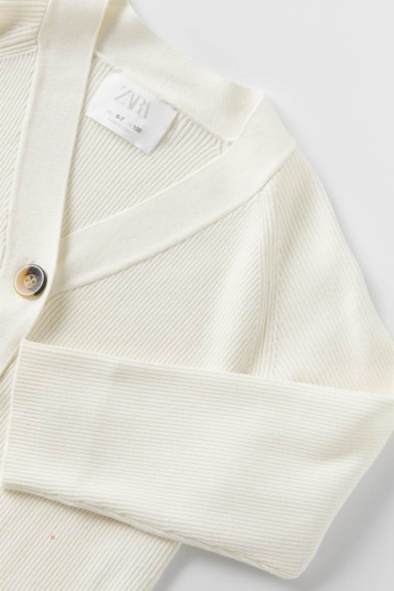 ZARA RIBBED KNIT Cardigan Tjej Grå Vita | XWNFM-0179