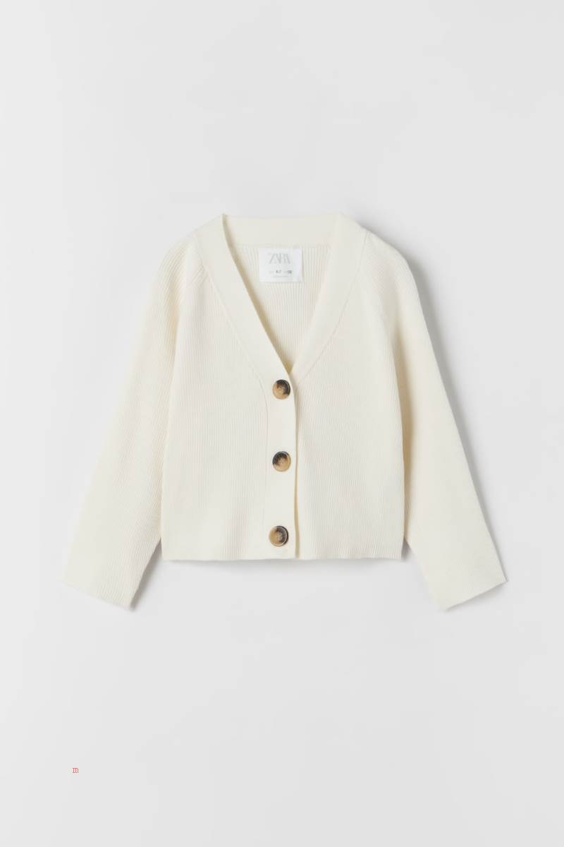 ZARA RIBBED KNIT Cardigan Tjej Grå Vita | XWNFM-0179