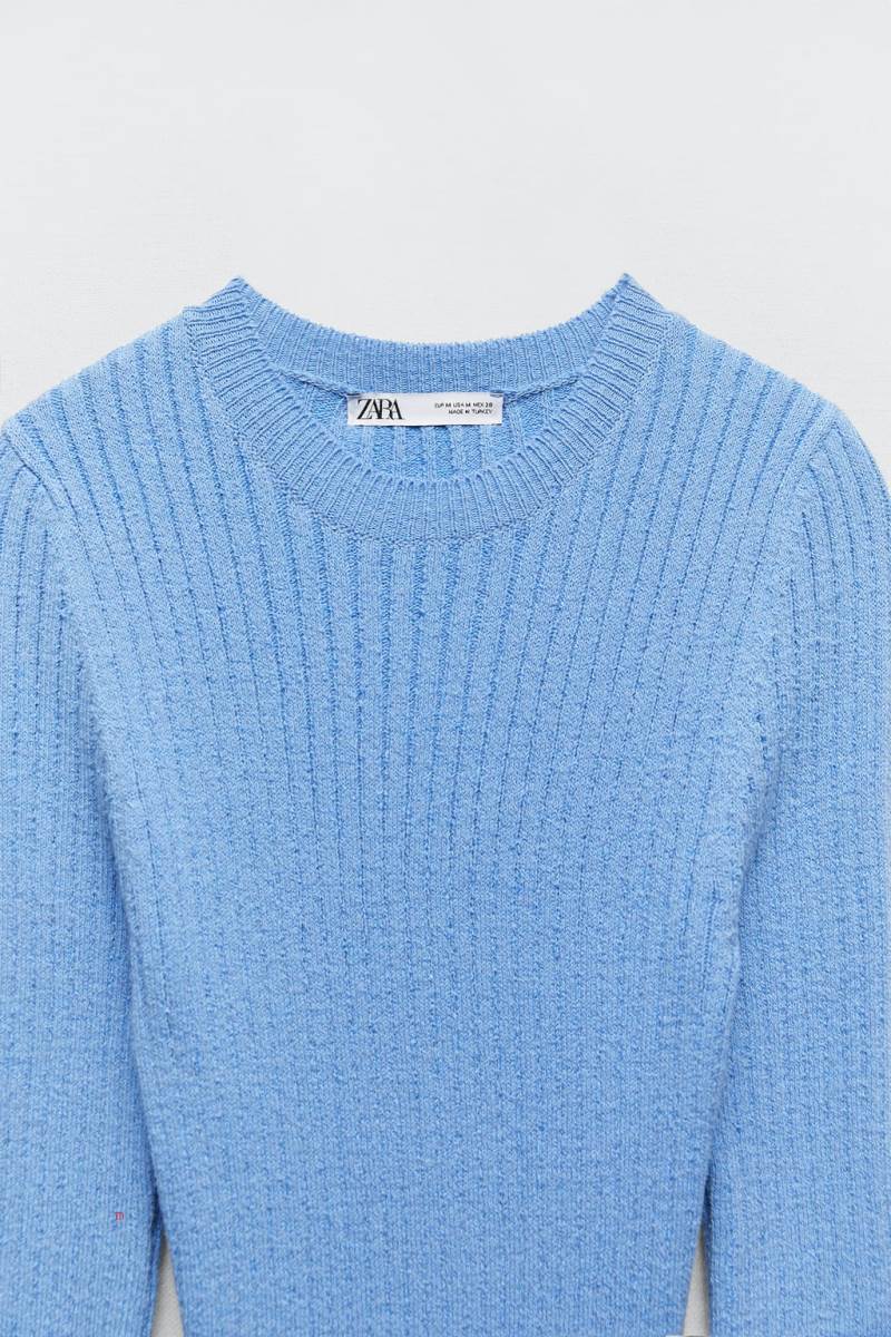 ZARA RIBBED KNIT Klänning Dam Blå | VOGTA-1065