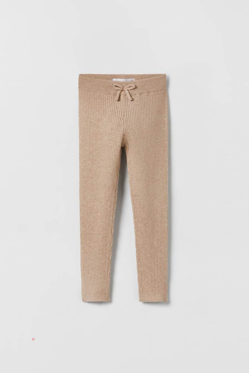 ZARA RIBBED KNIT PLAIN WITH VENTS Leggings Tjej Bruna | WRMDP-7593
