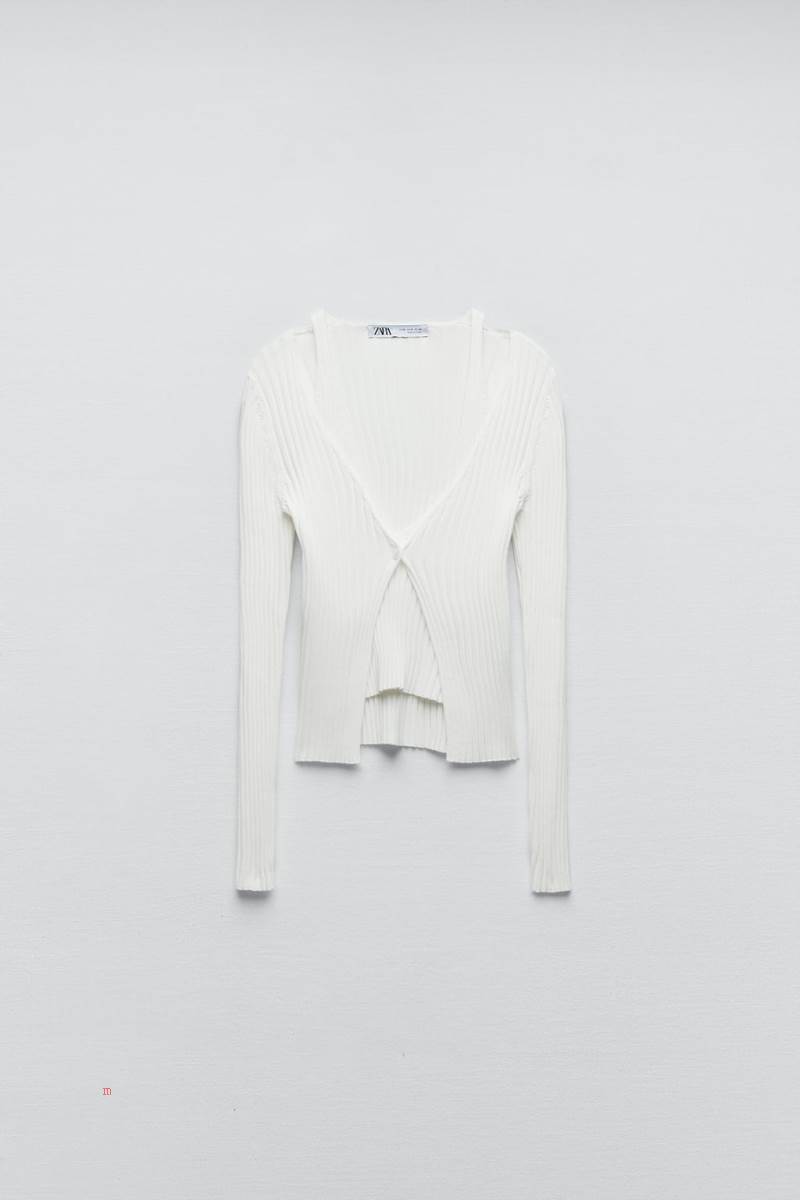 ZARA RIBBED KNIT TOP Stickat Dam Vita | JCOMR-6037