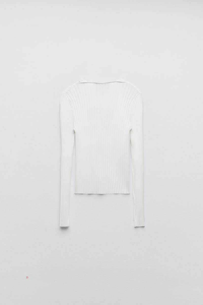 ZARA RIBBED KNIT TOP Stickat Dam Vita | JCOMR-6037