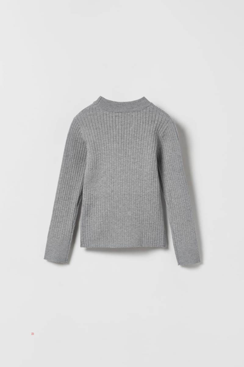 ZARA RIBBED KNIT Tröjor Tjej Grå | FCBQL-7413