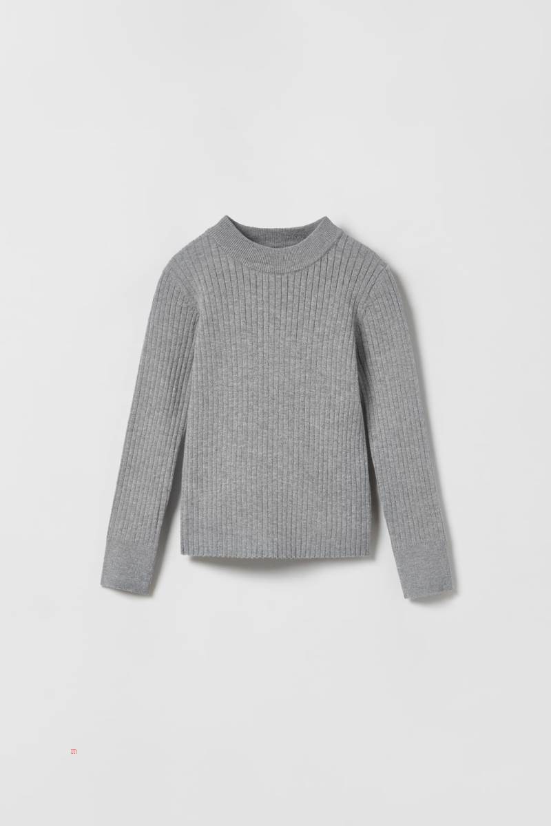 ZARA RIBBED KNIT Tröjor Tjej Grå | FCBQL-7413