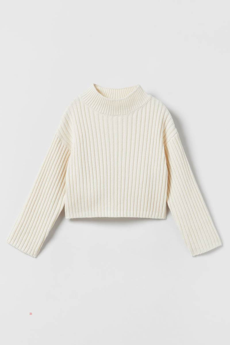 ZARA RIBBED KNIT Tröjor Tjej Grå Vita | HDFLU-4705