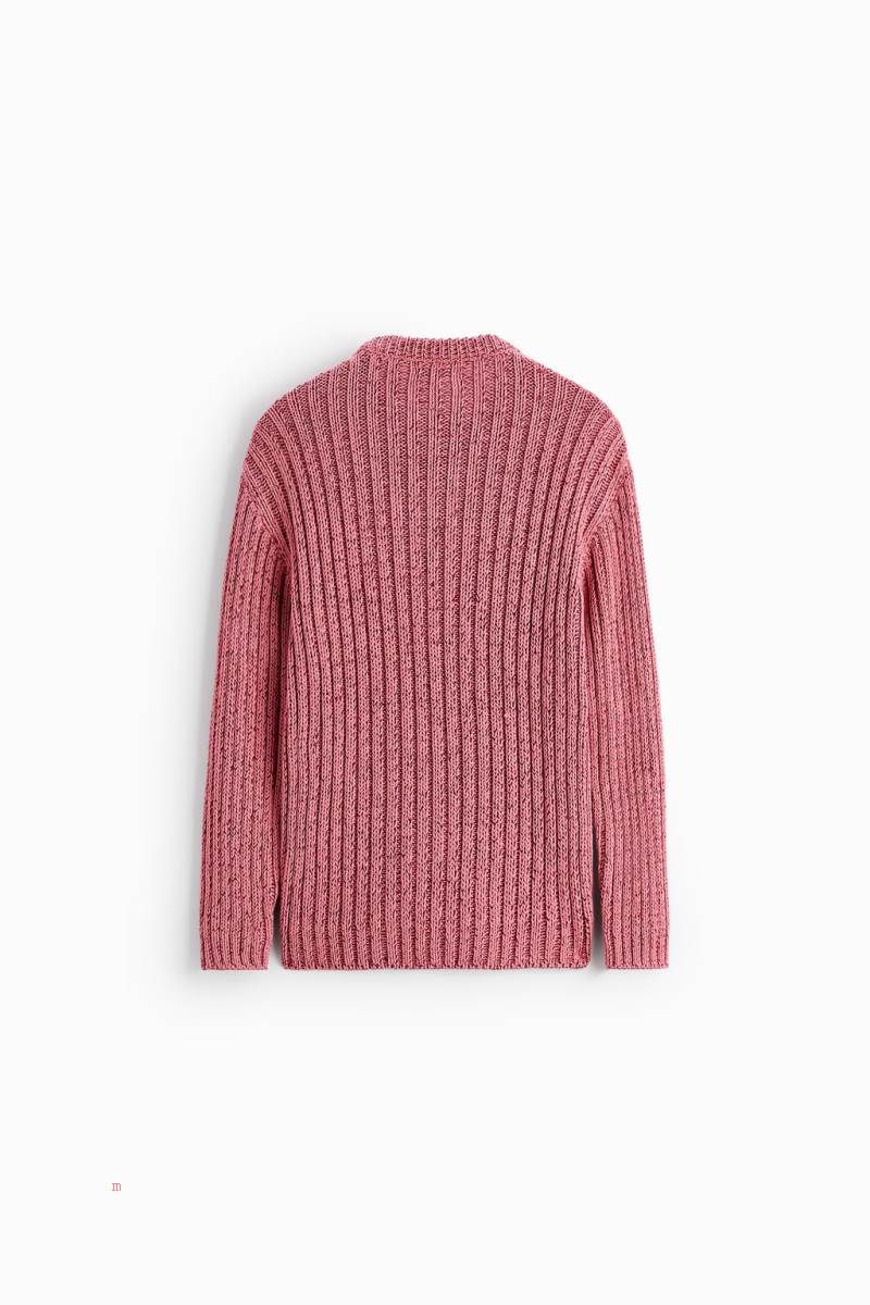 ZARA RIBBED TEXTURED Tröjor Herr Rosa | WJTMH-3825
