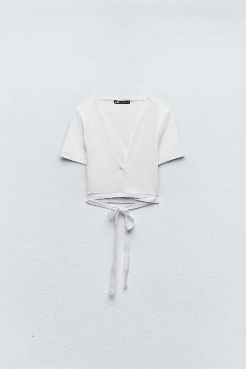ZARA RIBBED TOP WITH TIE DETAIL Crop Top Dam Vita | TCLAX-9803